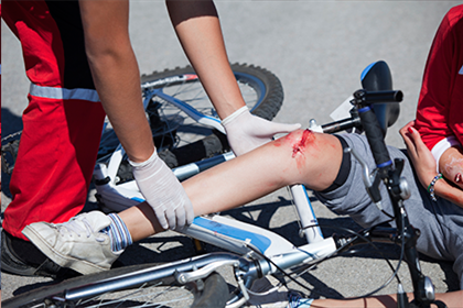 Пошкодження шкіри при падінні з велосипеда